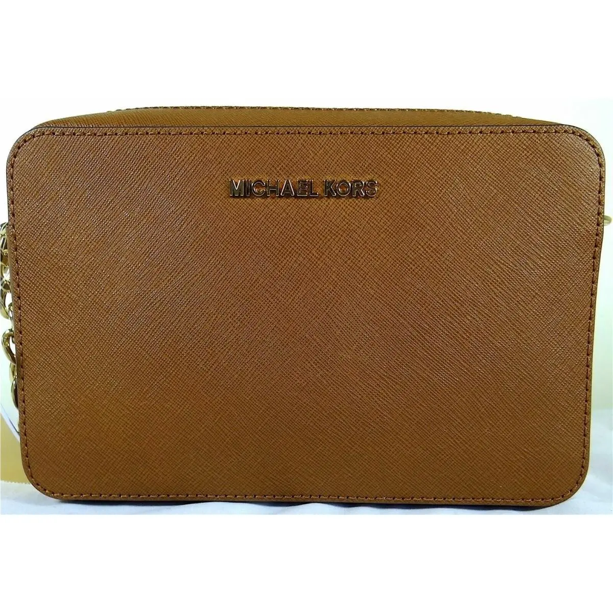 Jet Set EW Saffiano Leather Large Crossbody Bag Purse Luggage Brown by Michael Kors