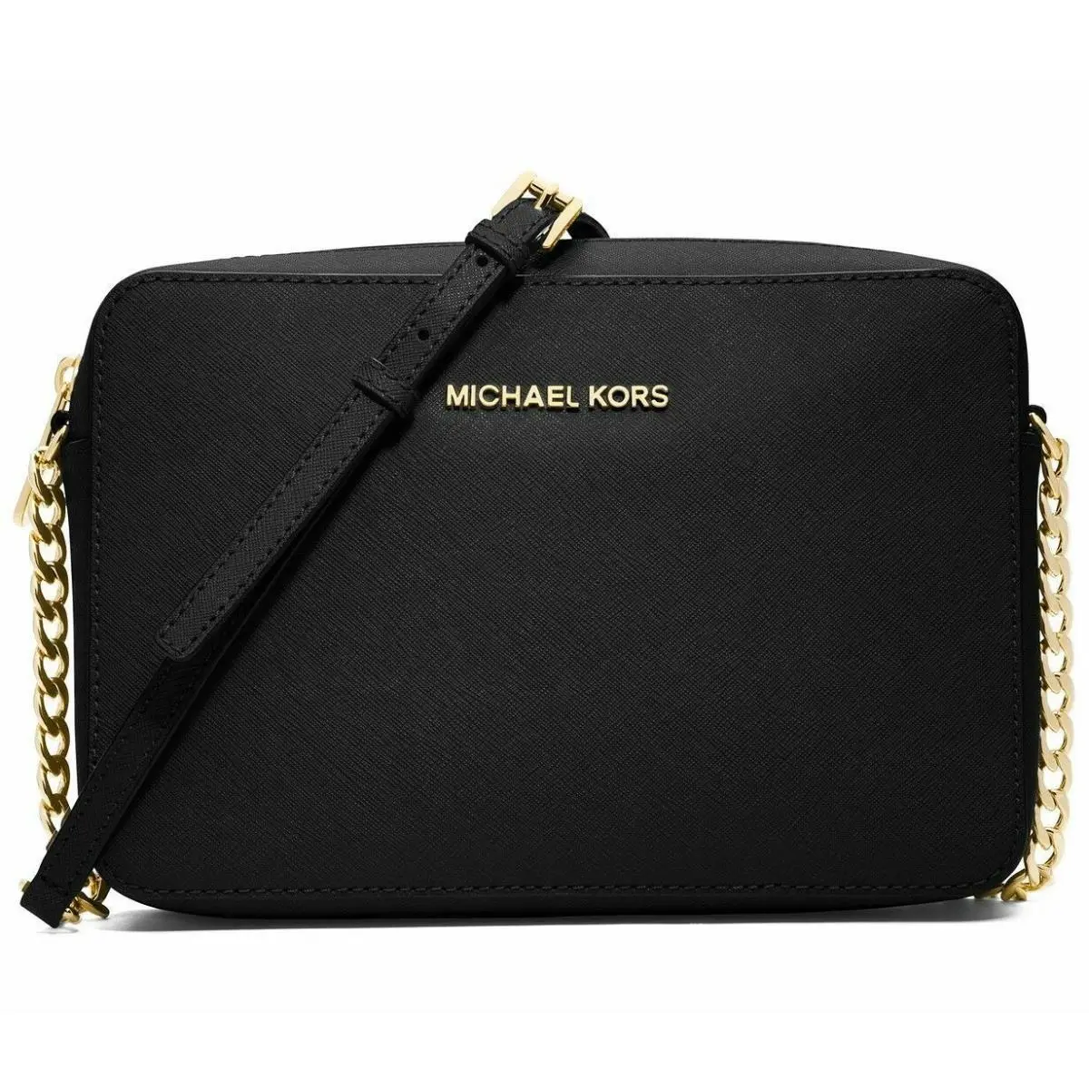 Jet Set EW Saffiano Leather Large Crossbody Bag Purse Black by Michael Kors