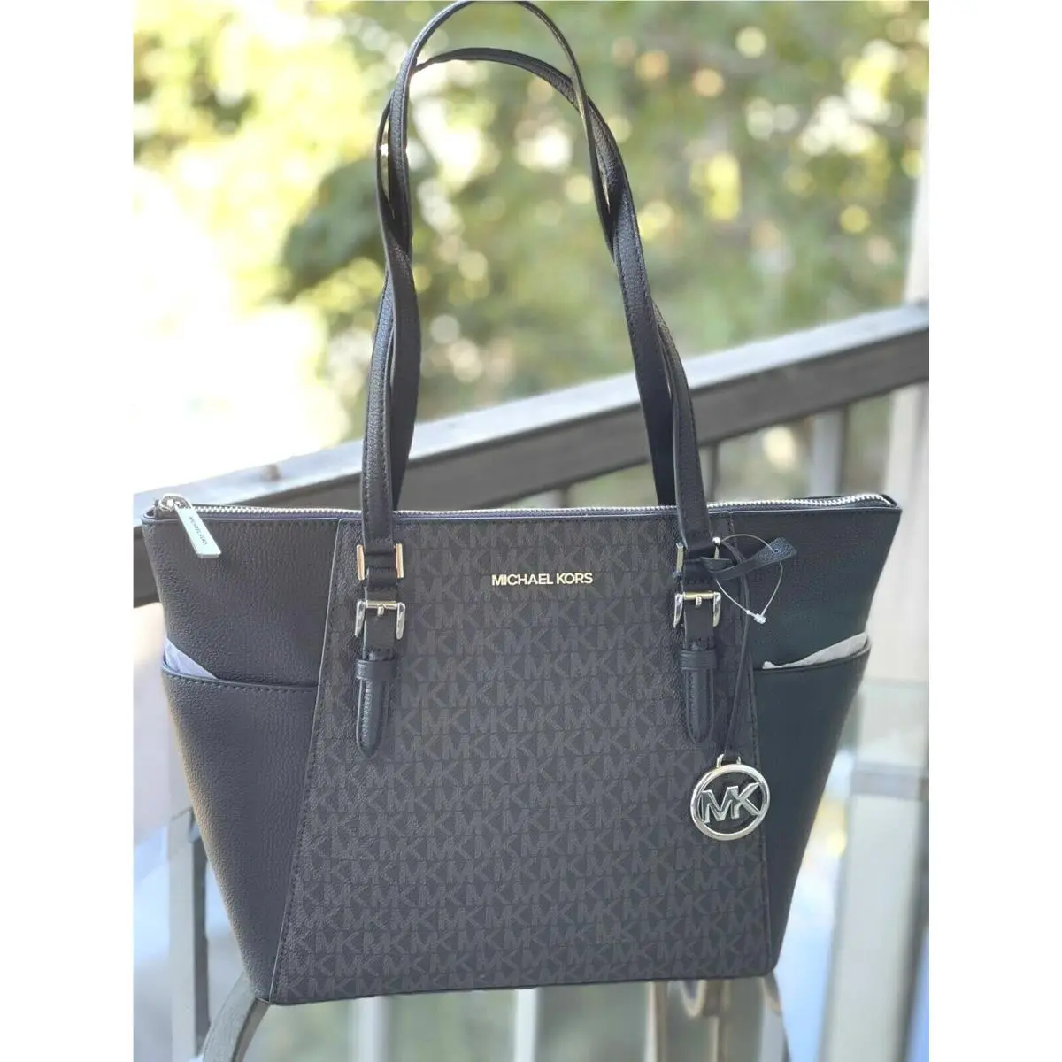 Women Lady Fashion Leather or Pvc Shoulder Tote Purse Handbag Bag Black MK Signature by Michael Kors
