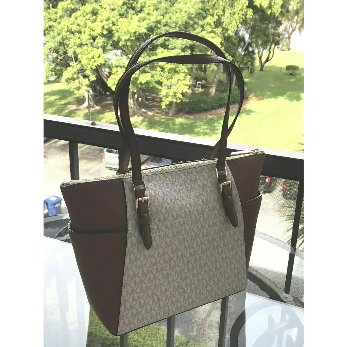Women Lady Fashion Leather or Pvc Shoulder Tote Purse Handbag Bag Vanilla MK Signature by Michael Kors