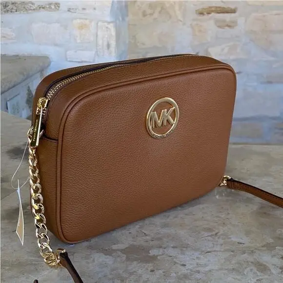 Michael Kors Fulton EW Large Crossbody Leather Luggage/black/brown