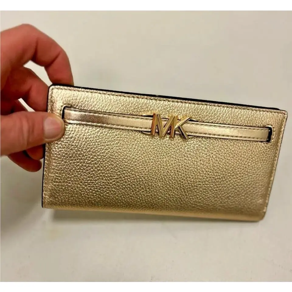 Reed Women Ladies Large Pvc or Leather Flat Wallet Clutch Credit MK Pale Gold by Michael Kors