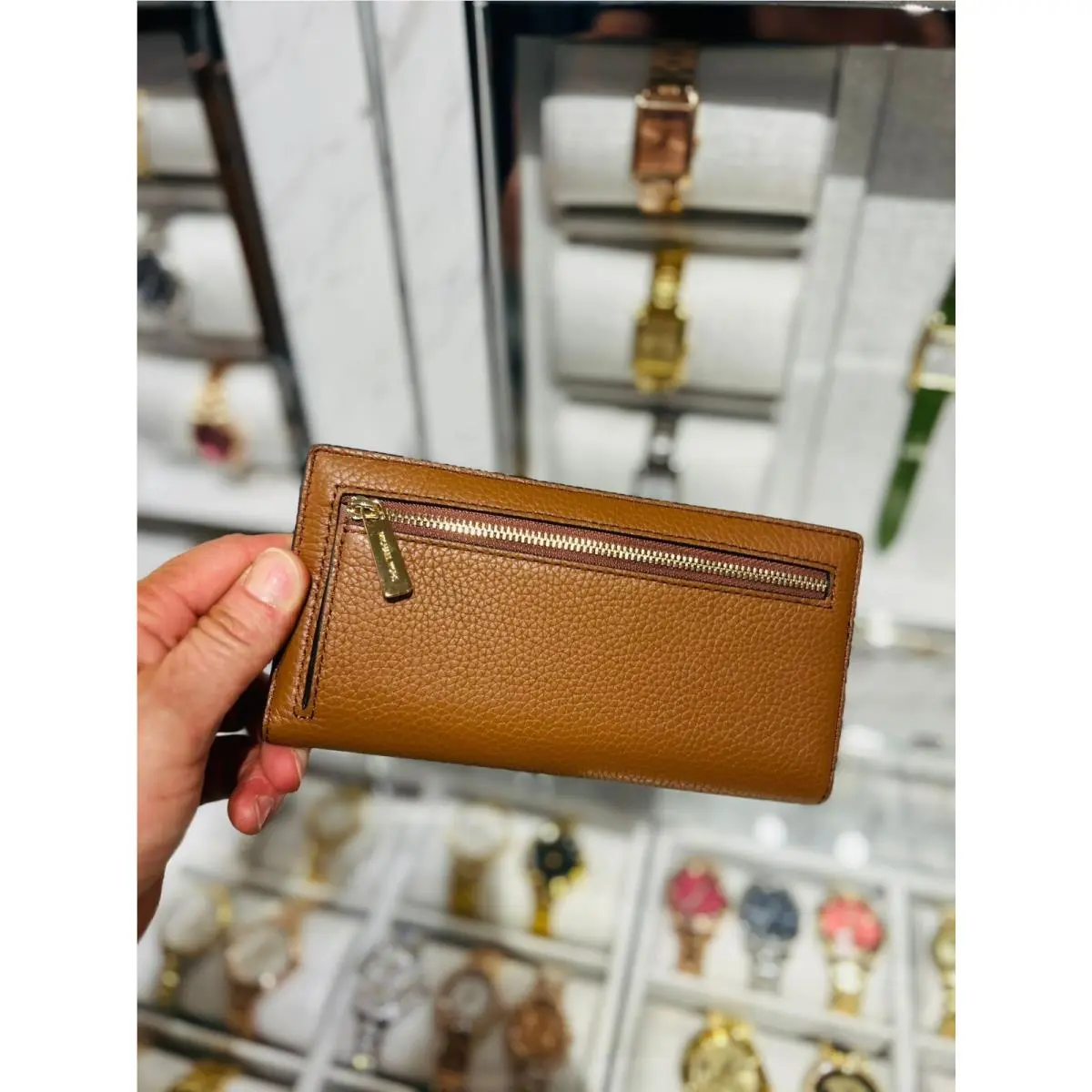 Reed Women Ladies Large Pvc or Leather Flat Wallet Clutch Credit MK Luggage Brown by Michael Kors