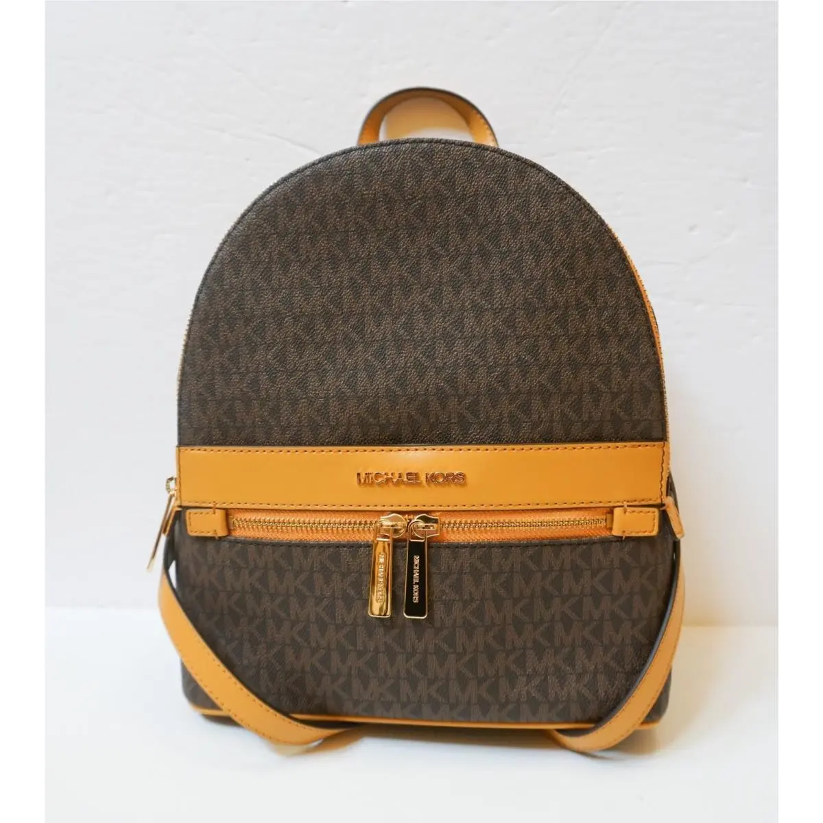Kenly Medium Backpack MK BROWN YELLOW MARIGOLD by Michael Kors