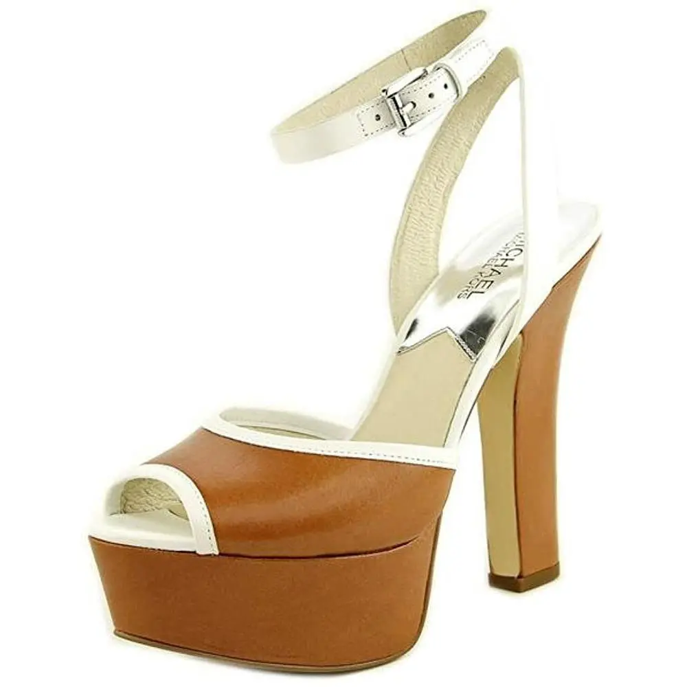 Kors Woman`s Adria Ankle-strap Sandal Luggage/white