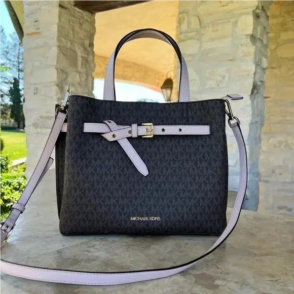 Emilia Large Satchel Crossbody Brown MK Signature/wallet Option handbag by Michael Kors