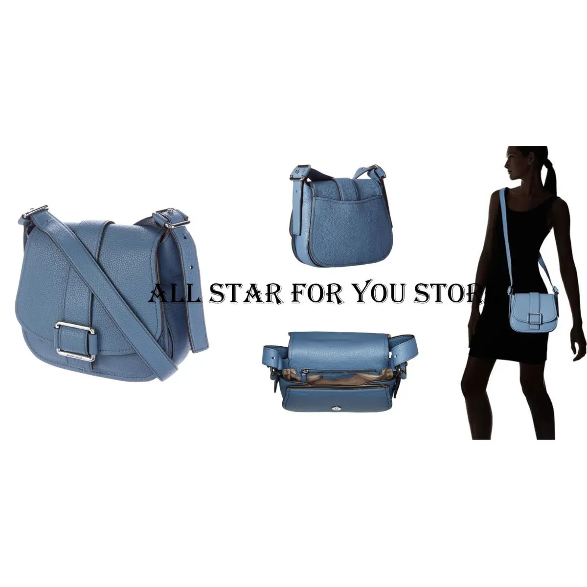 Michael Kors Saddle Bag Maxine Leather Large Saddle Bag - Denim