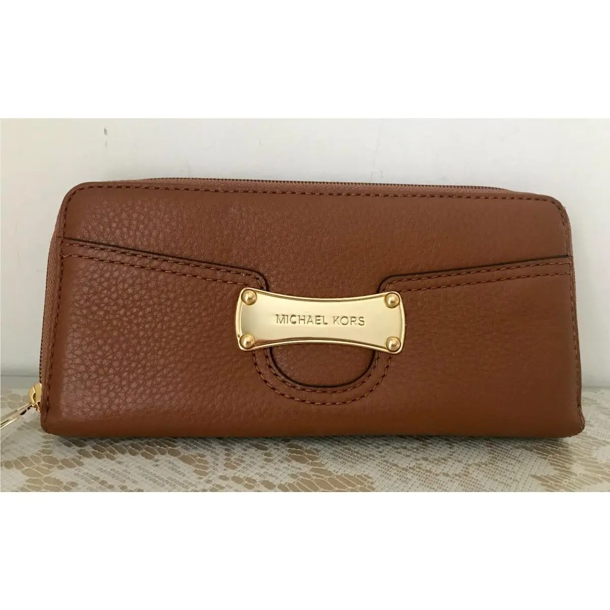 Leather Saratoga Zip Continental Wallet Red Navy Luggage Luggage by Michael Kors
