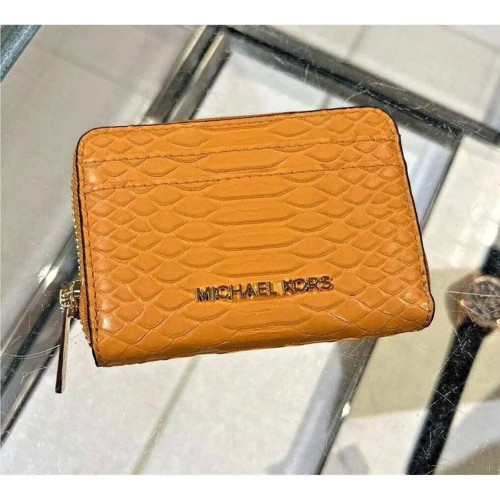 Women Pvc or Leather Medium Zip Around Card Case Coin Pouch Wallet CIDER by Michael Kors