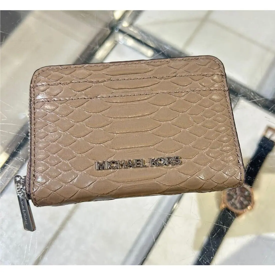 Women Pvc or Leather Medium Zip Around Card Case Coin Pouch Wallet DUSK by Michael Kors