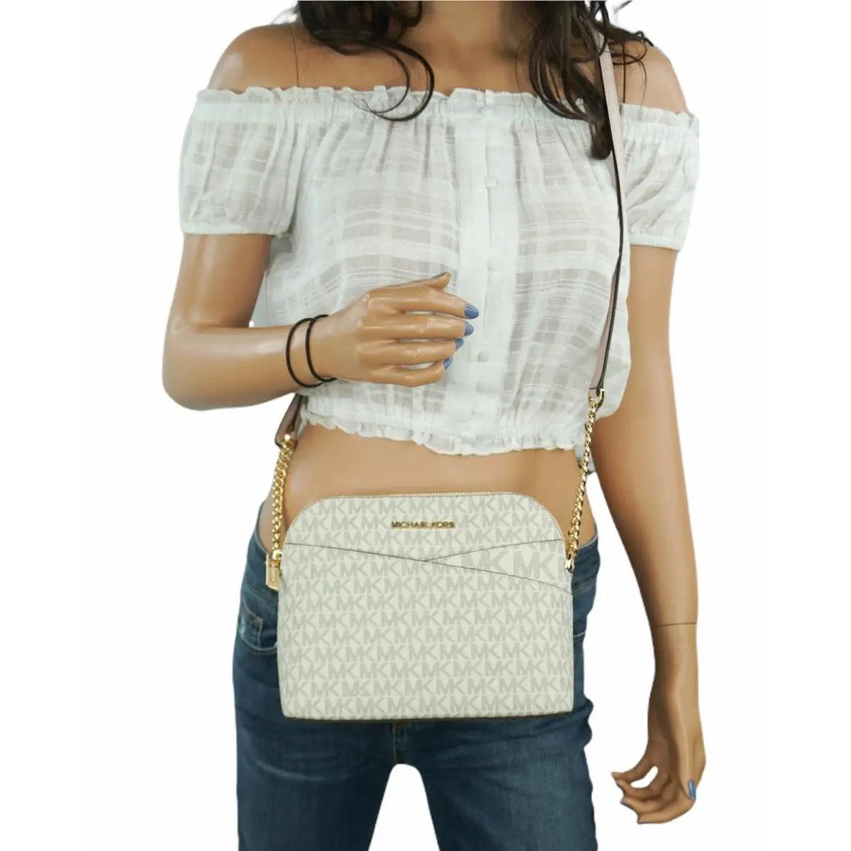 Jet Set Travel Dome Xcross Shoulder Crossbody Bag MK VANILLA PINK by Michael Kors
