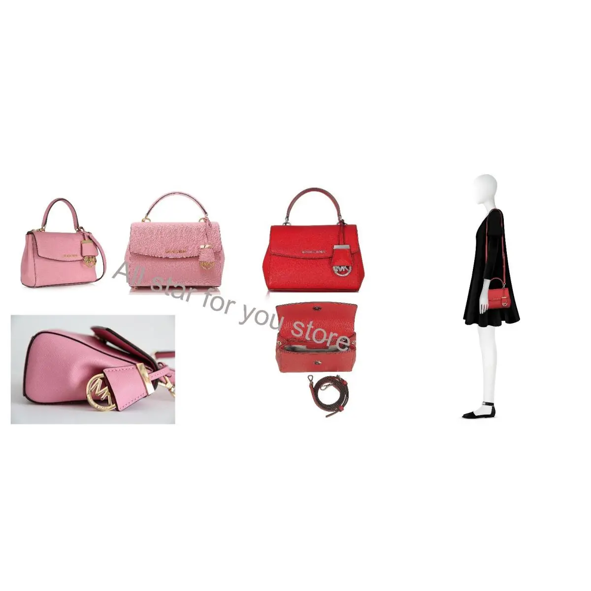 Michael Kors Crossbody Bag Ava Mini Saffiano Leather Misty Rose Bright Red