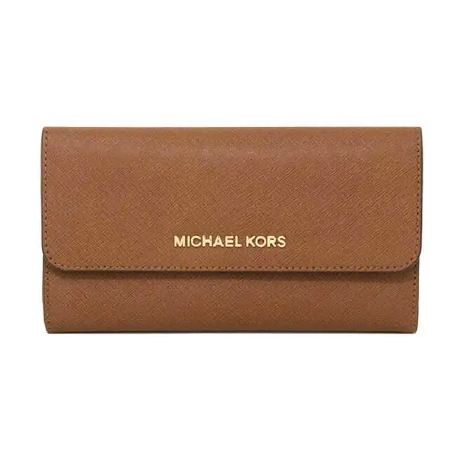Jet Set Travel Large Trifold Leather Wallet Luggage by Michael Kors