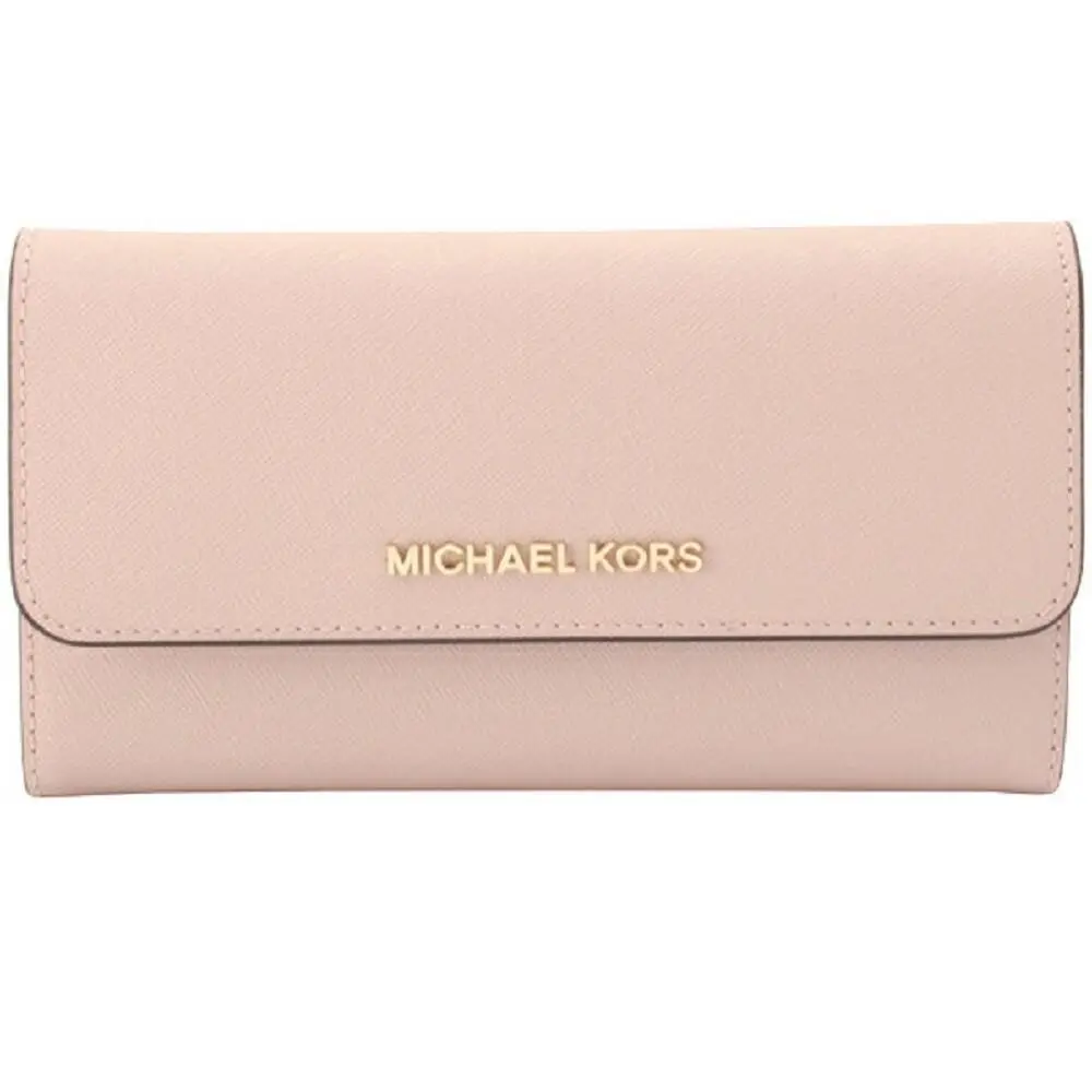 Jet Set Travel Large Trifold Leather Wallet Pastel Pink by Michael Kors