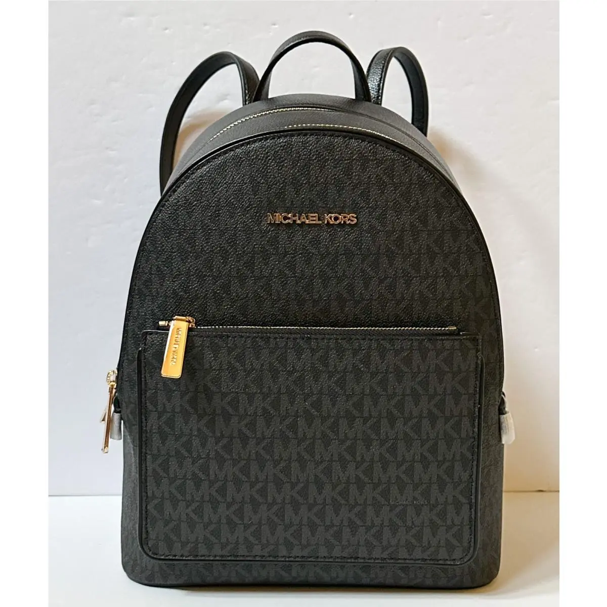 Adina Medium Backpack Pvc/pebbled Leather MK BLACK GOLD TONED HARDWARE by Michael Kors