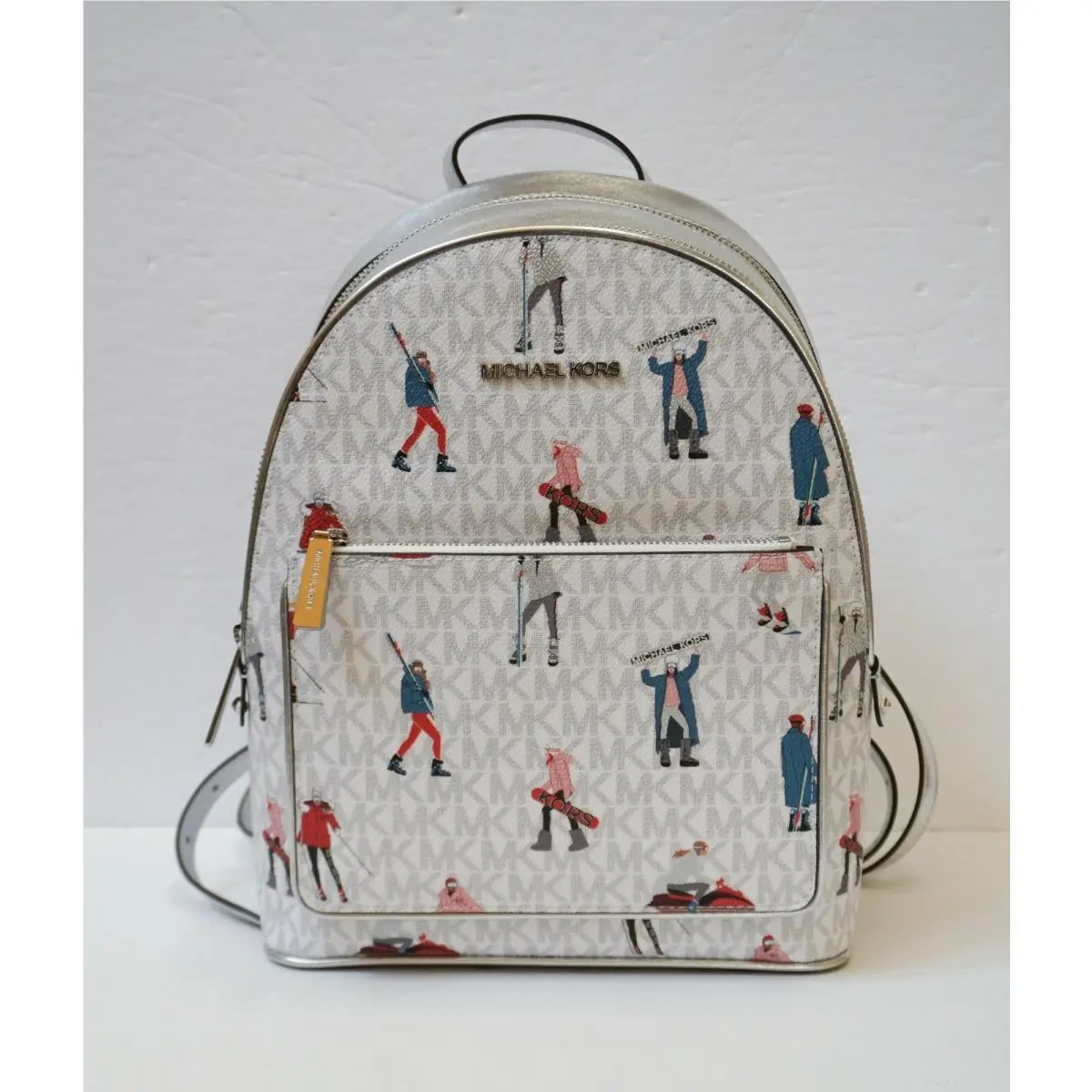 Adina Medium Backpack Pvc/pebbled Leather MK Bright White Multi by Michael Kors