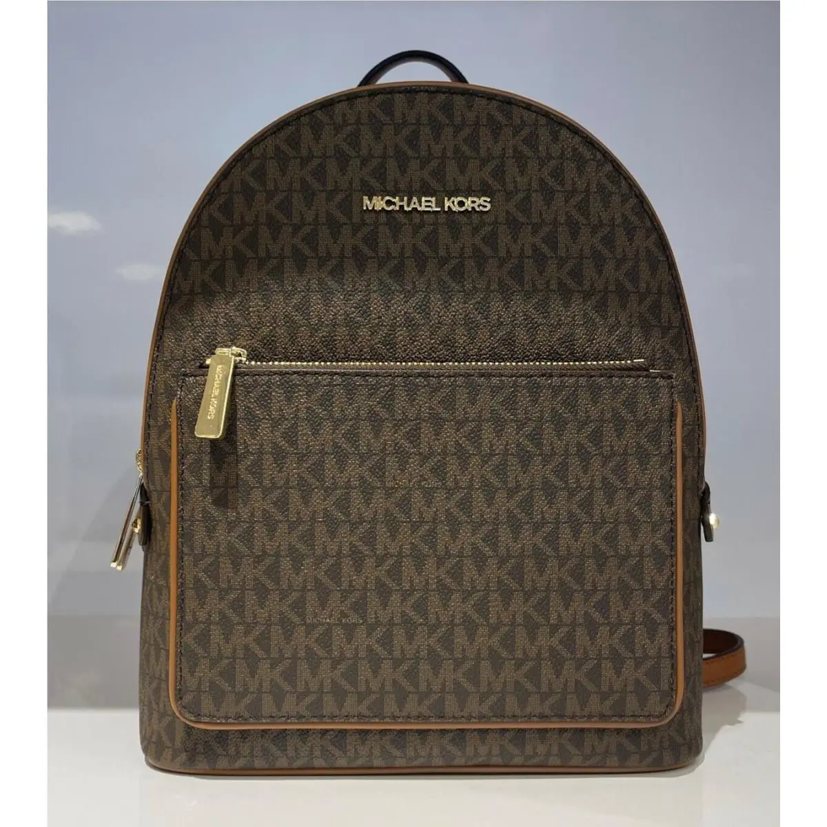 Adina Medium Backpack Pvc/pebbled Leather MK Brown by Michael Kors