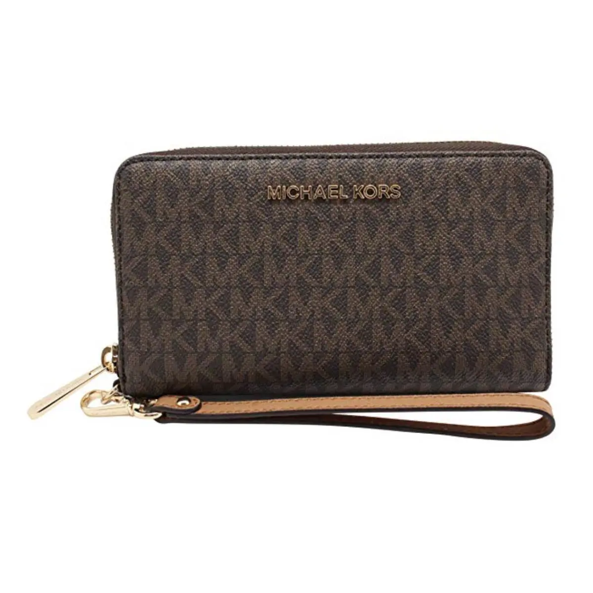 Michael Kors Jet Set Large Phone Wristlet Wallet MK Signature Brown