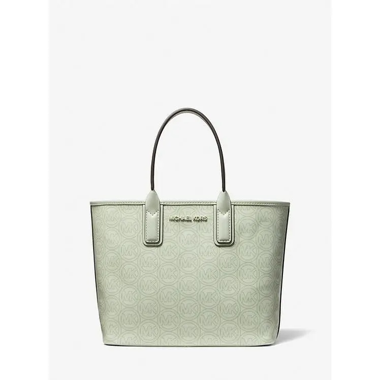 Jodie Small Logo Jacquard Tote Bag ATOM GREEN by Michael Kors