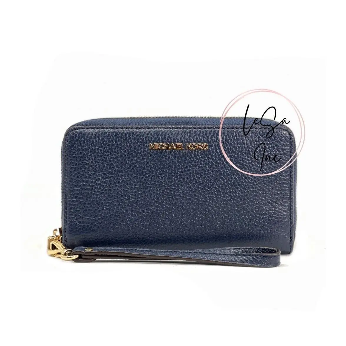 Jet Set Travel Medium Smartphone Phone Wristlet Wallet Navy / Gold (Pebble Leather) by Michael Kors
