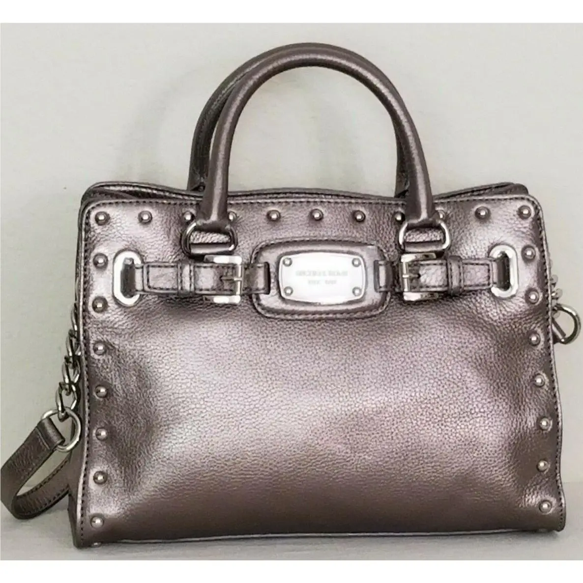 Hamilton Gunmetal Rock Roll Studded Satchel Bag+/or Wallet Satchel by Michael Kors