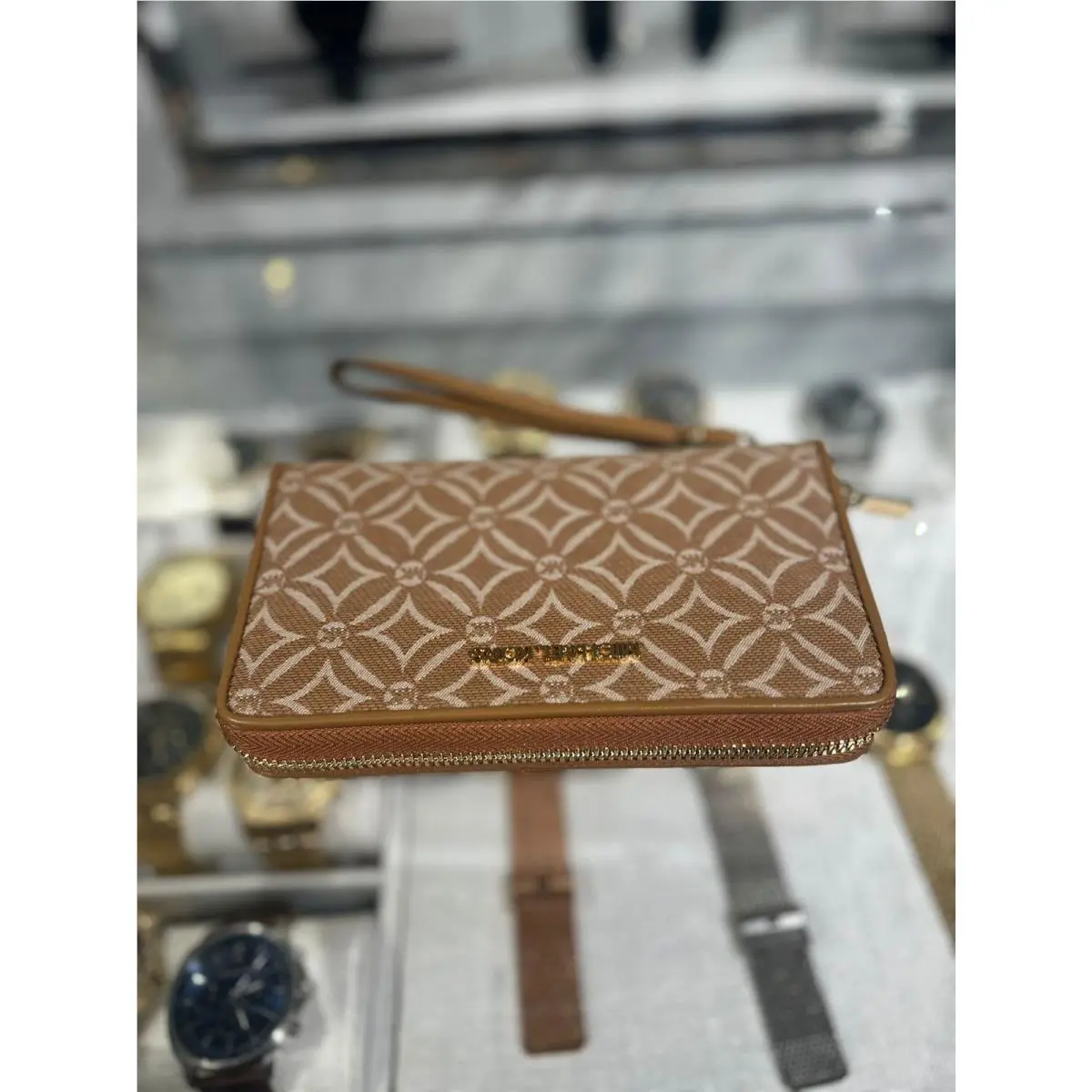 Women Flat Wallet Phone Case Wristlet Zip Around Credit Card Holder DEER by Michael Kors