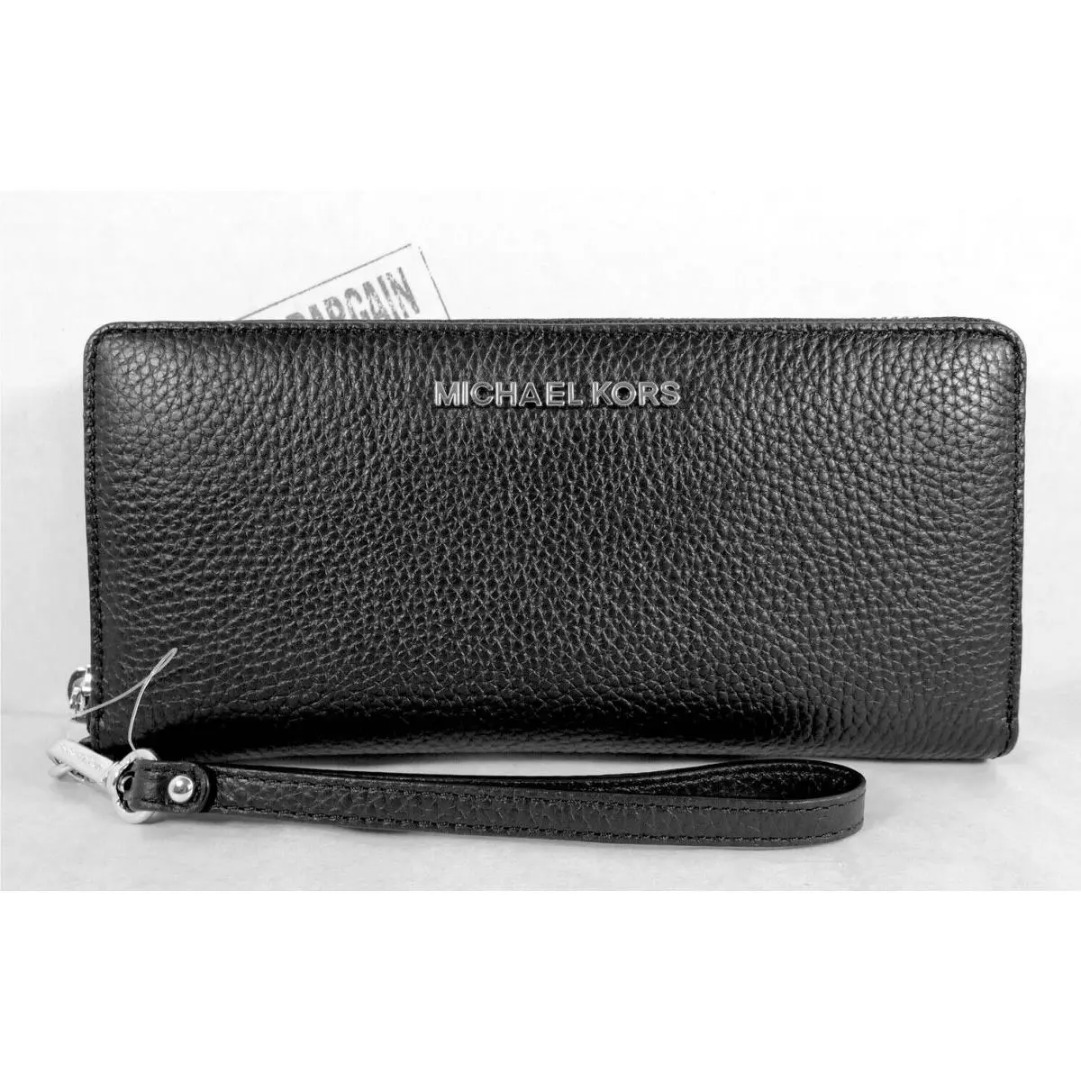 Jet Set Travel Pebbled Leather Continental Long Wallet Wristlet Black/SV by Michael Kors