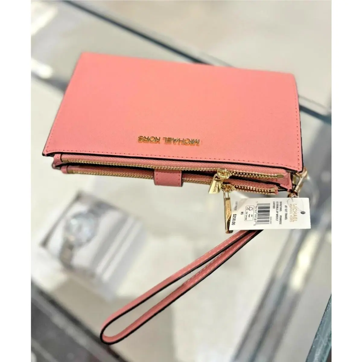 MK Jet Set Travel Double Zip Phone Case Card Holder Wristlet Wallet PRIMROSE (35F8GTVW0L) by Michael Kors