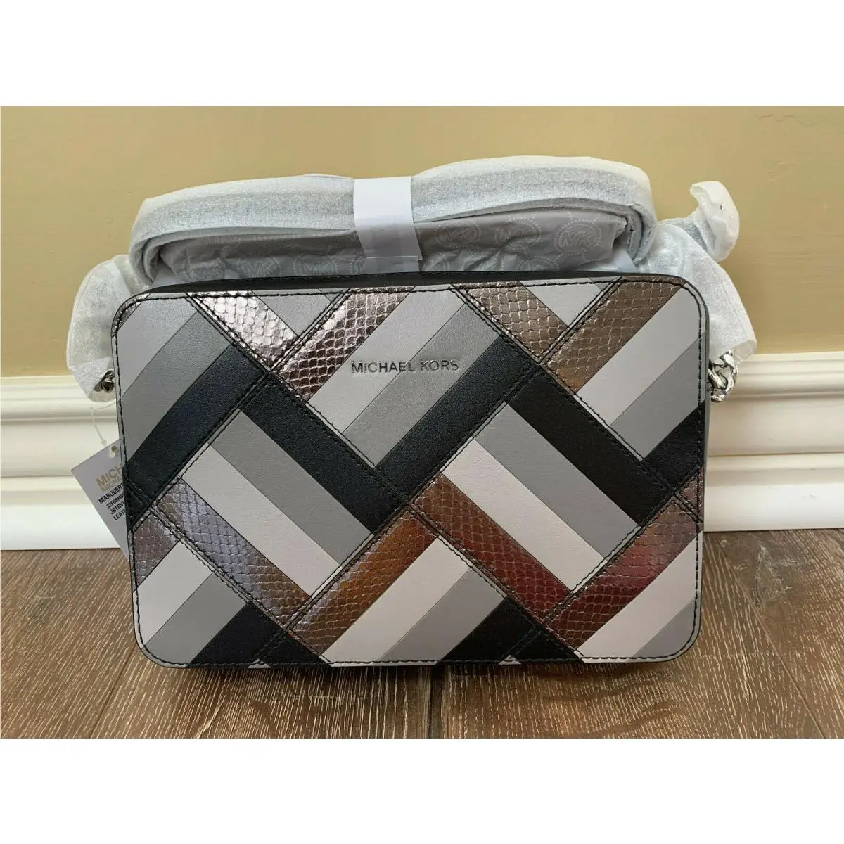 Kors Marquetry Patchwork Jet Set Travel Large EW Crossbody