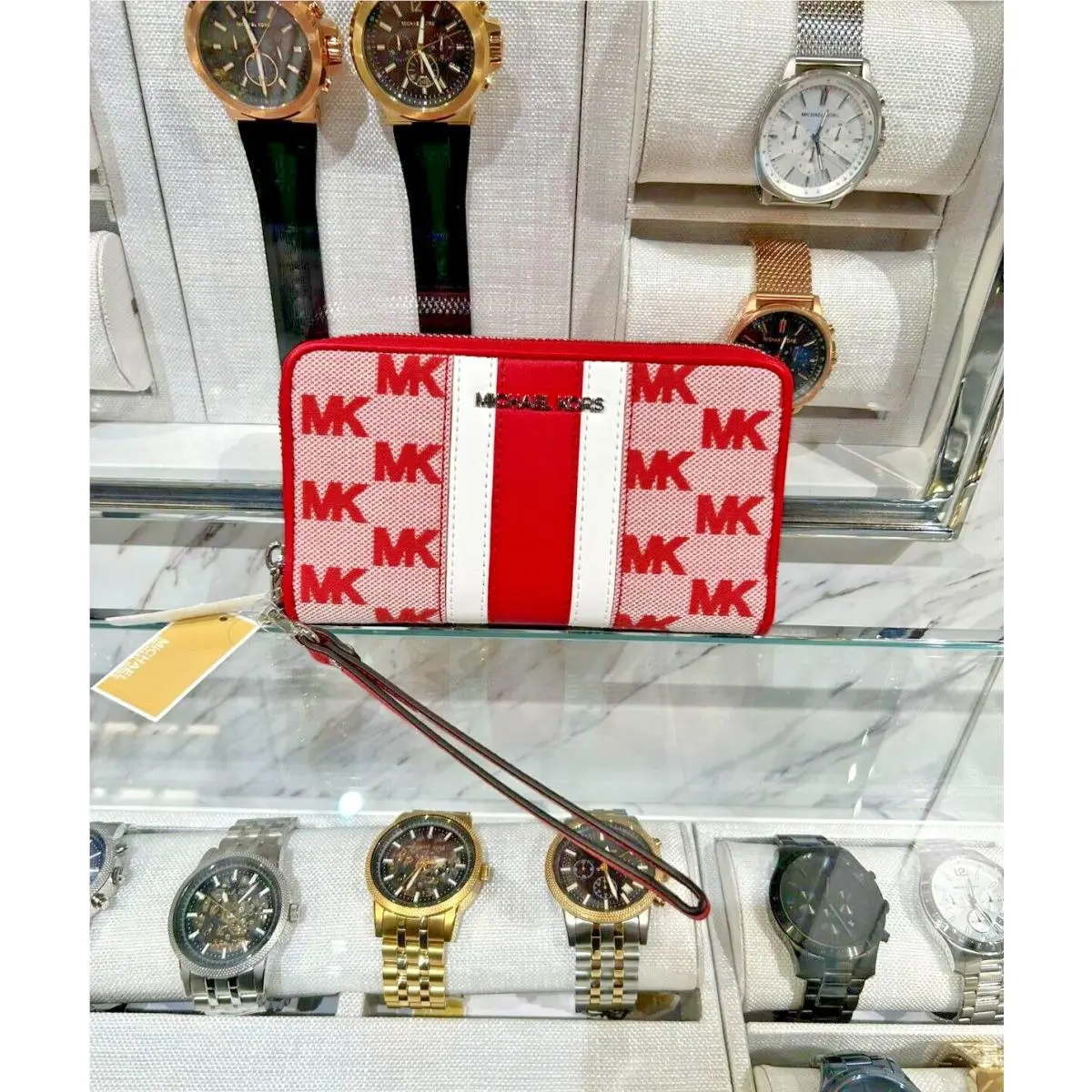 Large Zip Around Multifunction Phone Wristlet Wallet Variation BRIGHT RED by Michael Kors