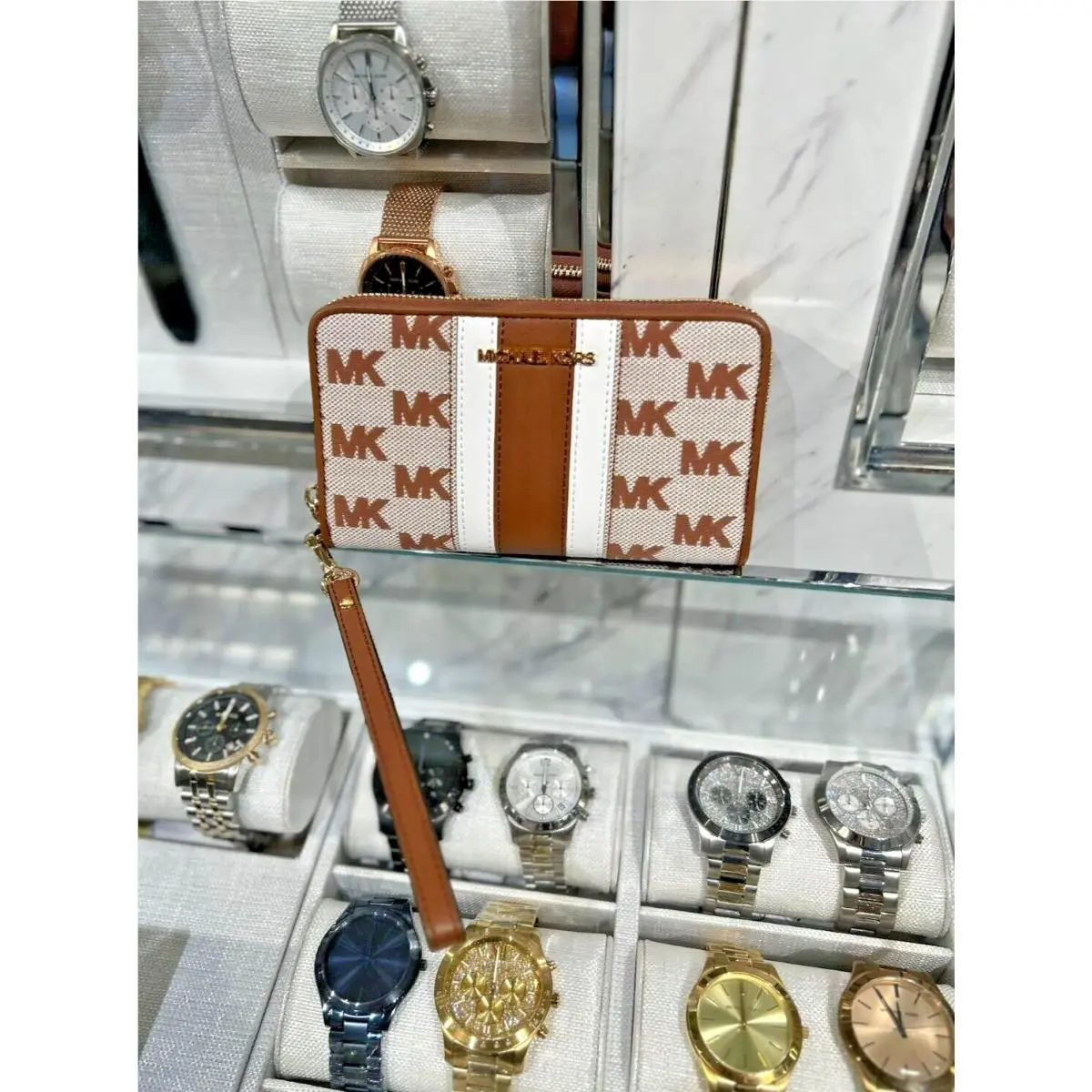Large Zip Around Multifunction Phone Wristlet Wallet Variation LUGGAGE by Michael Kors