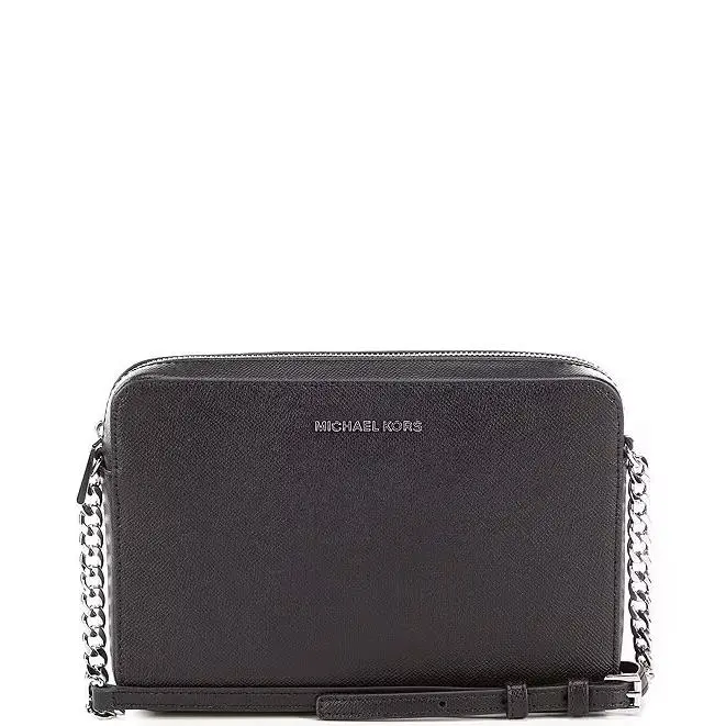 Jet Set Travel EW Crossgrain Leather Crossbody Bag Black/gold by Michael Kors