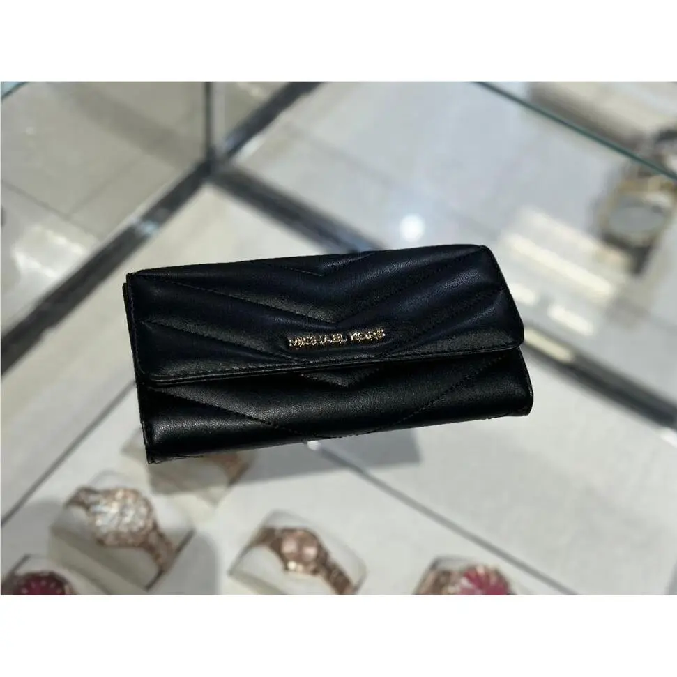 Women Lady Fashion Flat Trifold Credit Card id Holder Wallet Clutch BLACK GOLD by Michael Kors
