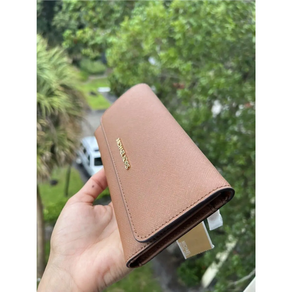 Women Lady Fashion Flat Trifold Credit Card id Holder Wallet Clutch LUGGAGE LEATHER by Michael Kors