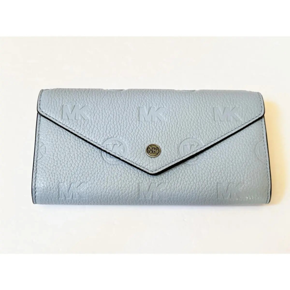 Jet Set Travel Large Envelope Continental Flap Wallet Embossed MK Pale Blue by Michael Kors
