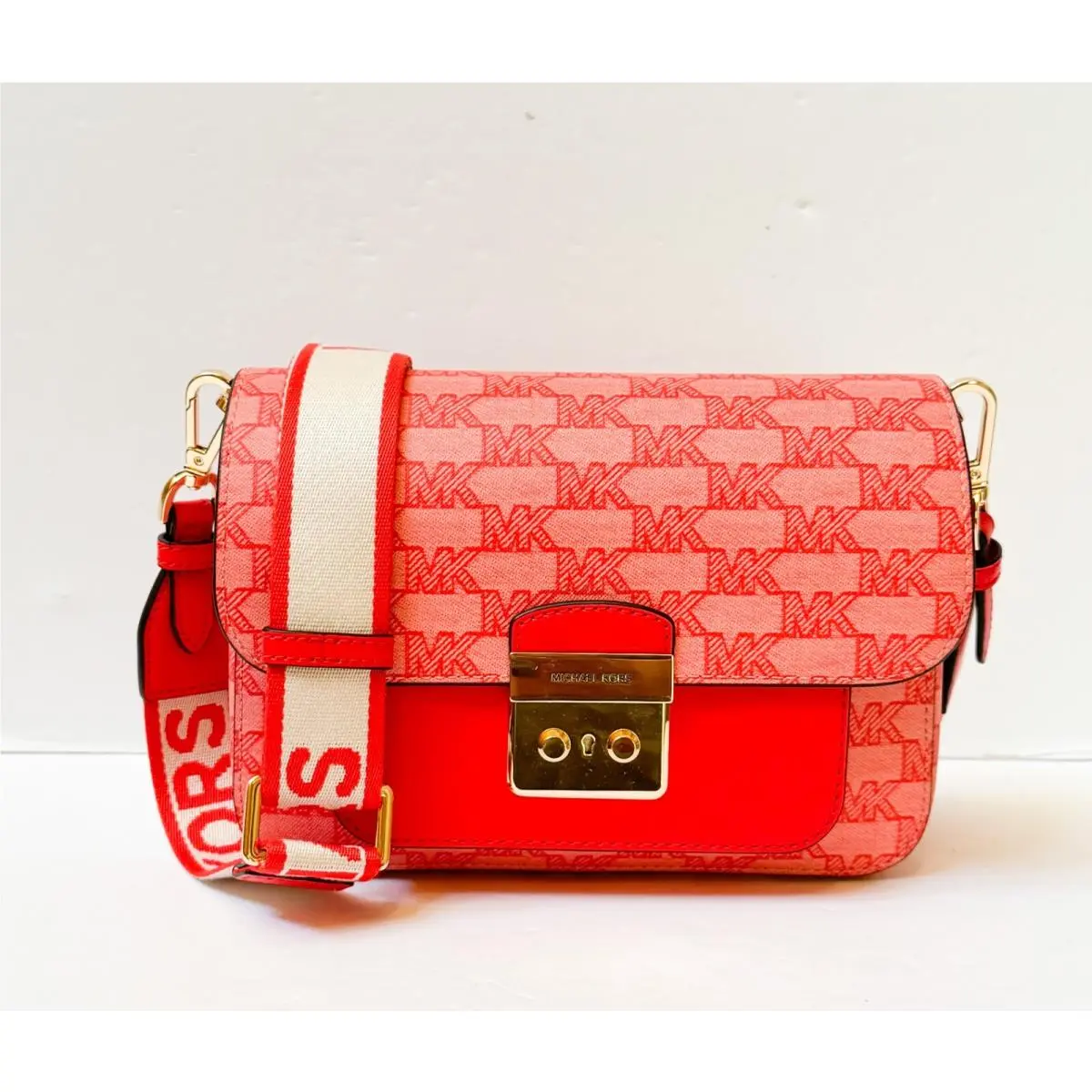 Sloan Editior Medium Flap Shoulder Crossbody Messenger Bag MK DARK SANGRIA MULTI by Michael Kors