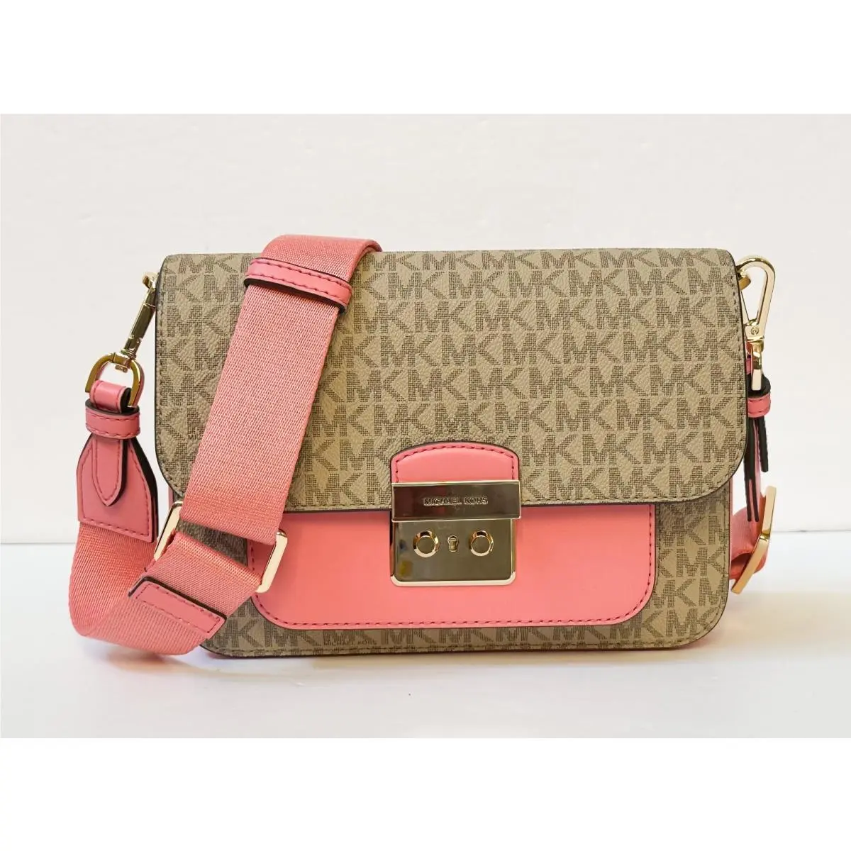 Sloan Editior Medium Flap Shoulder Crossbody Messenger Bag MK TEA ROSE MULTI by Michael Kors