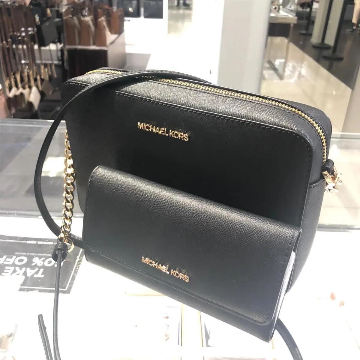 Women Crossbody Messenger Leather or Pvc Bag Handbag Purse + Wallet BLACK GOLD by Michael Kors