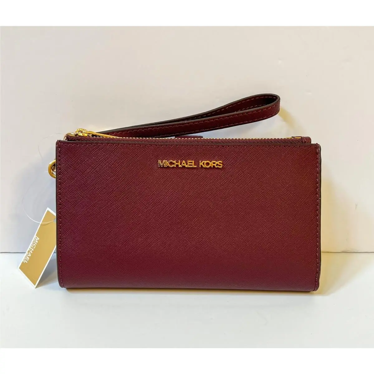 Jet Set Travel Large Double Zip Phone Wristlet Wallet Merlot by Michael Kors