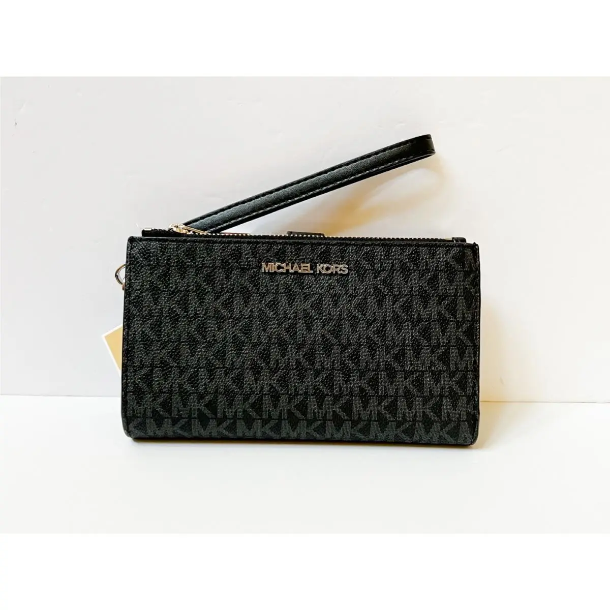 Jet Set Travel Large Double Zip Phone Wristlet Wallet MK Black by Michael Kors