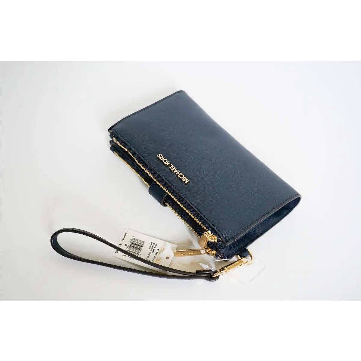 Jet Set Travel Large Double Zip Phone Wristlet Wallet Navy/Gold by Michael Kors