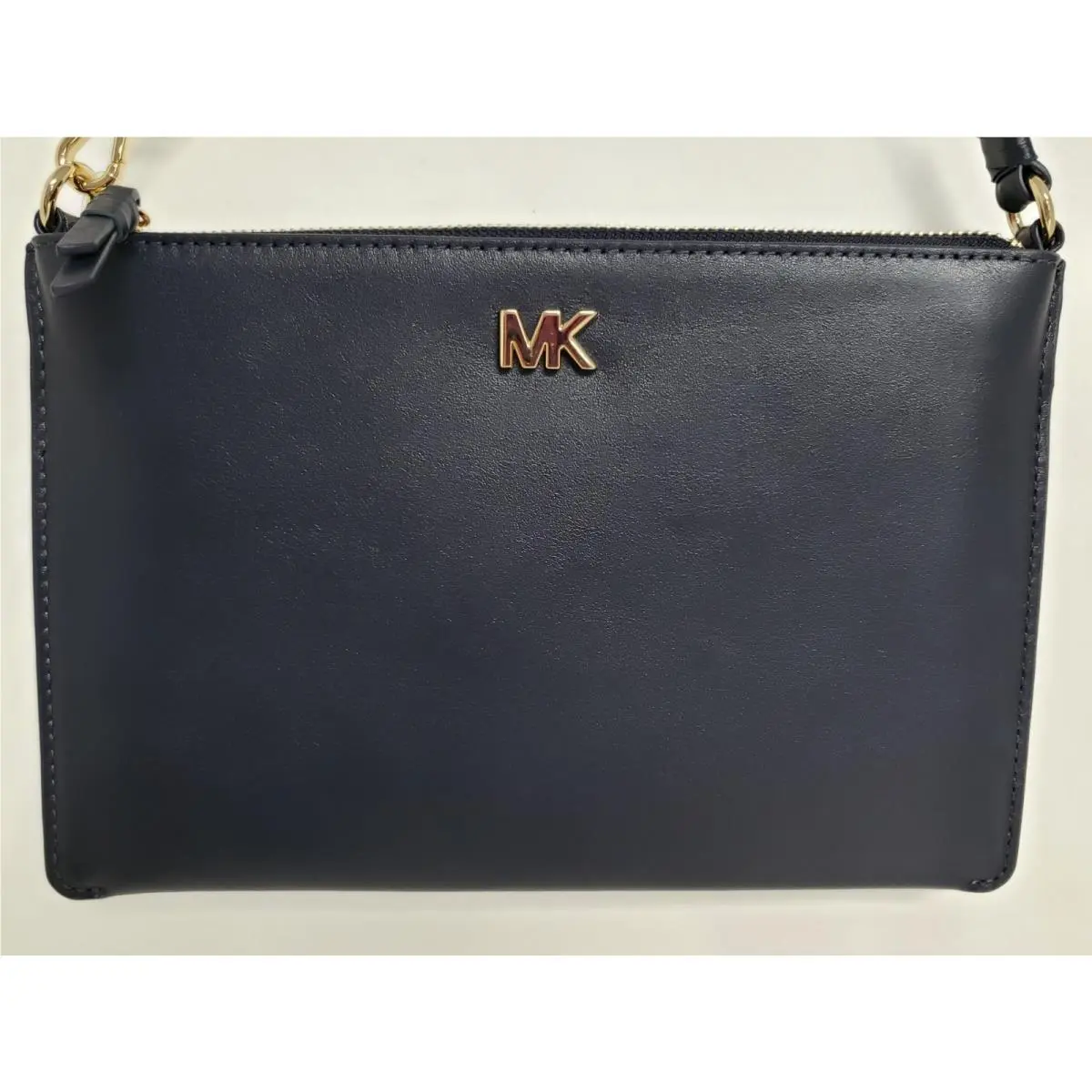 Medium Leather Convertible Wristlet Pouch Grey Navy Black Navy Navy by Michael Kors