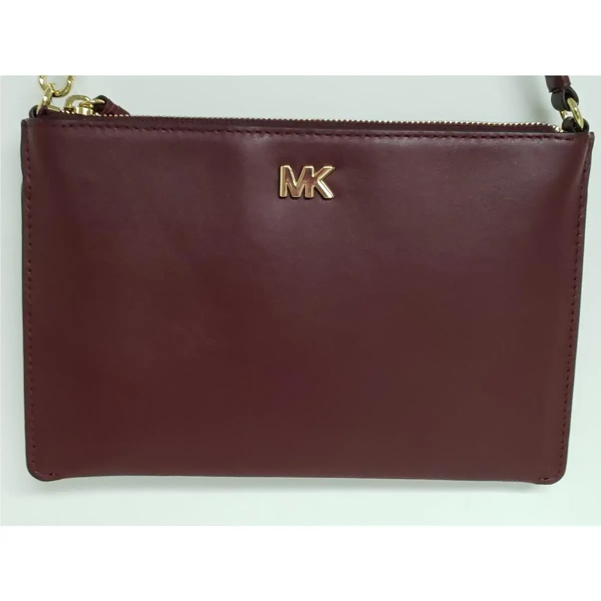 Medium Leather Convertible Wristlet Pouch Grey Navy Black Navy Oxblood Burgundy by Michael Kors