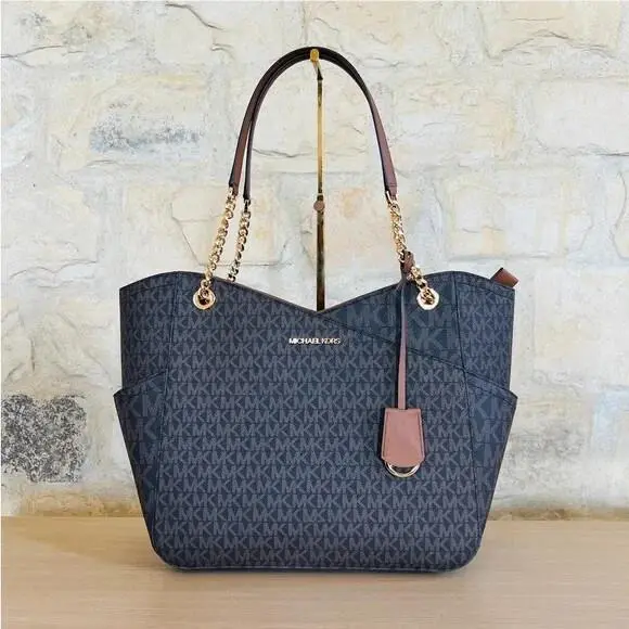 Jet Set Travel Large Chain Shoulder Top Zip MK Wallet Options Brown Signature Handbag by Michael Kors