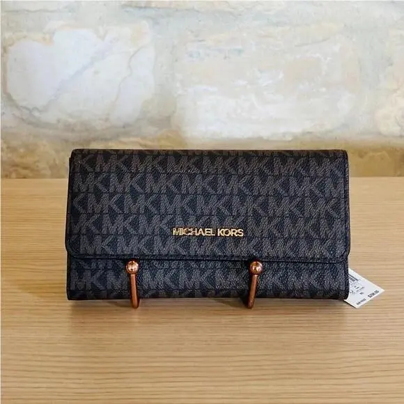 Jet Set Travel Large Chain Shoulder Top Zip MK Wallet Options Brown Wallet by Michael Kors