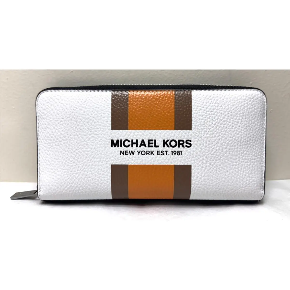 Cooper Tech Zip Around Leather Continental Wallet Purse White cider/sv by Michael Kors
