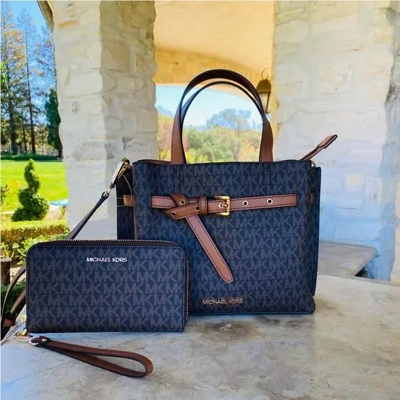 Michael Kors Emilia Signature SM Satchel/wallet Options MK Logo Designer
