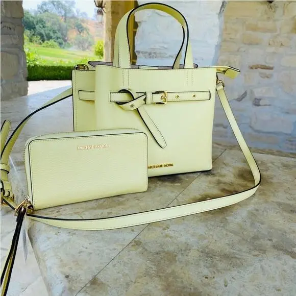 Emilia Small Satchel Crossbody Bag Pebbled Leather/wallet/wristlet handbag+wallet by Michael Kors