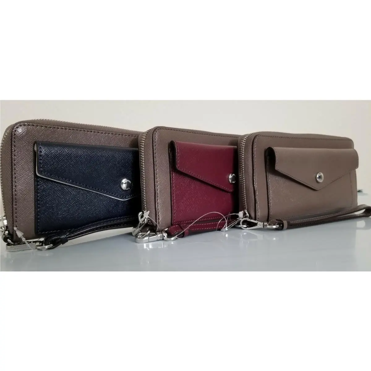 Michael Kors Honey Large Travel Zip Wallet Wristlet Cinder Plum Admiral
