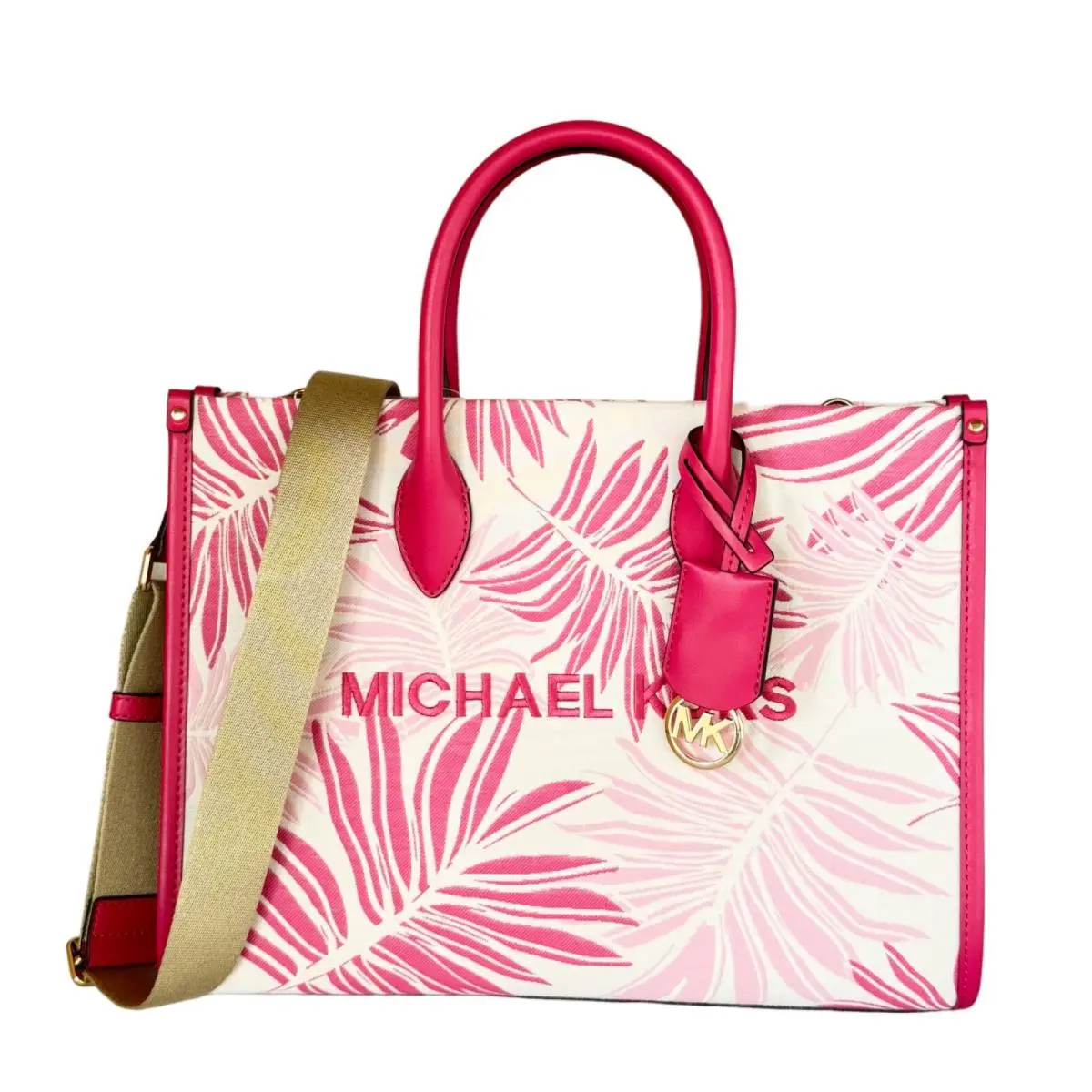 Mirella Medium East West Tote Satchel Shoulder Crossbody Bag Palm Electric Pink Multi by Michael Kors